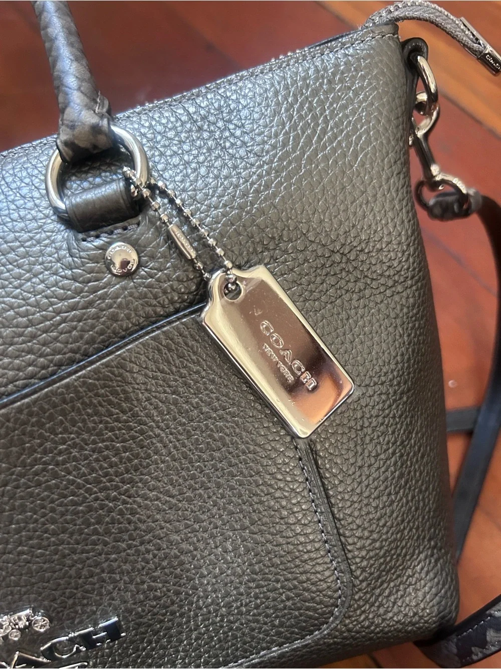 Coach Mini Emma Metallic Pebbled Leather Satchel